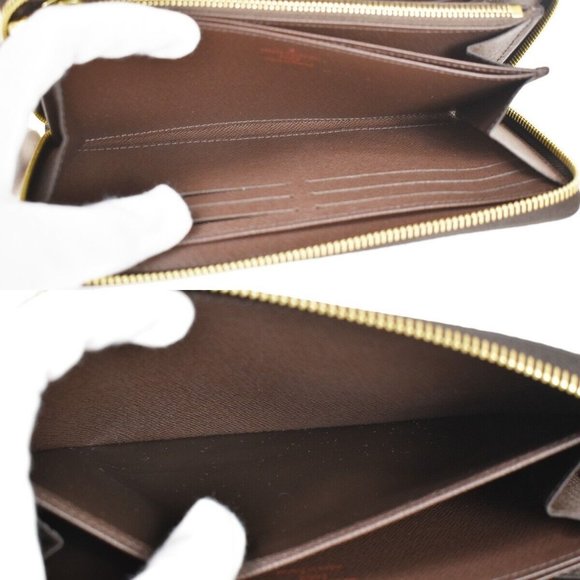 LOUIS VUITTON Zippy Wallet Long Bifold Purse Damier Leather Brown - Picture 8 of 15